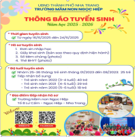 TRƯỜNG MẦM NON NGỌC HIỆP THÔNG BÁO TUYỂN SINH, NĂM HỌC 2025 - 2026